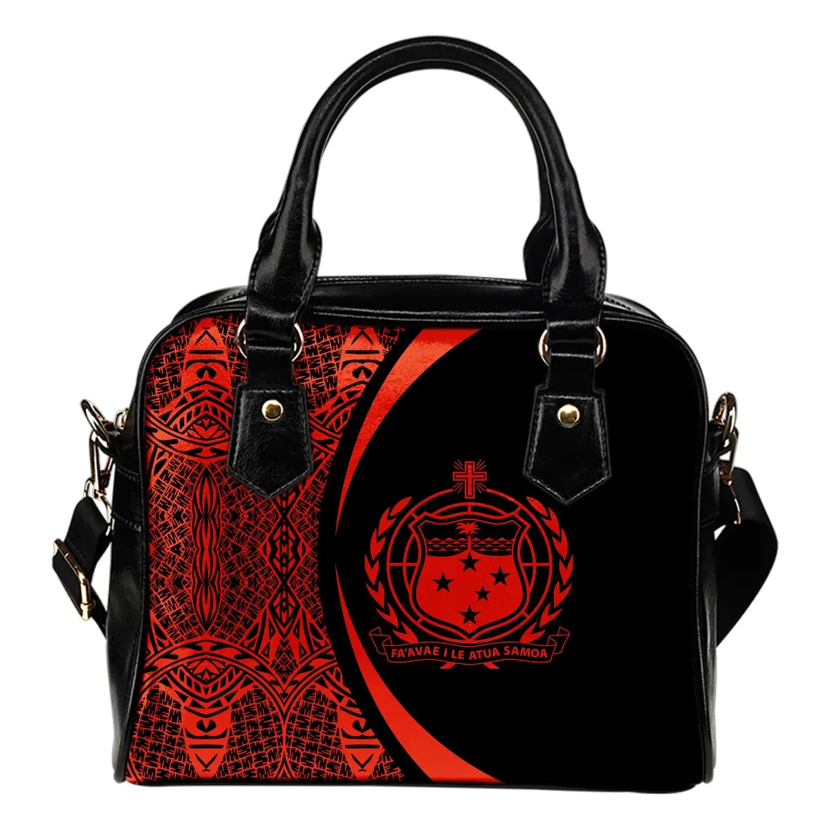 Samoa Coat Of Arms Polynesian Shoulder Handbag Circle Style 06
