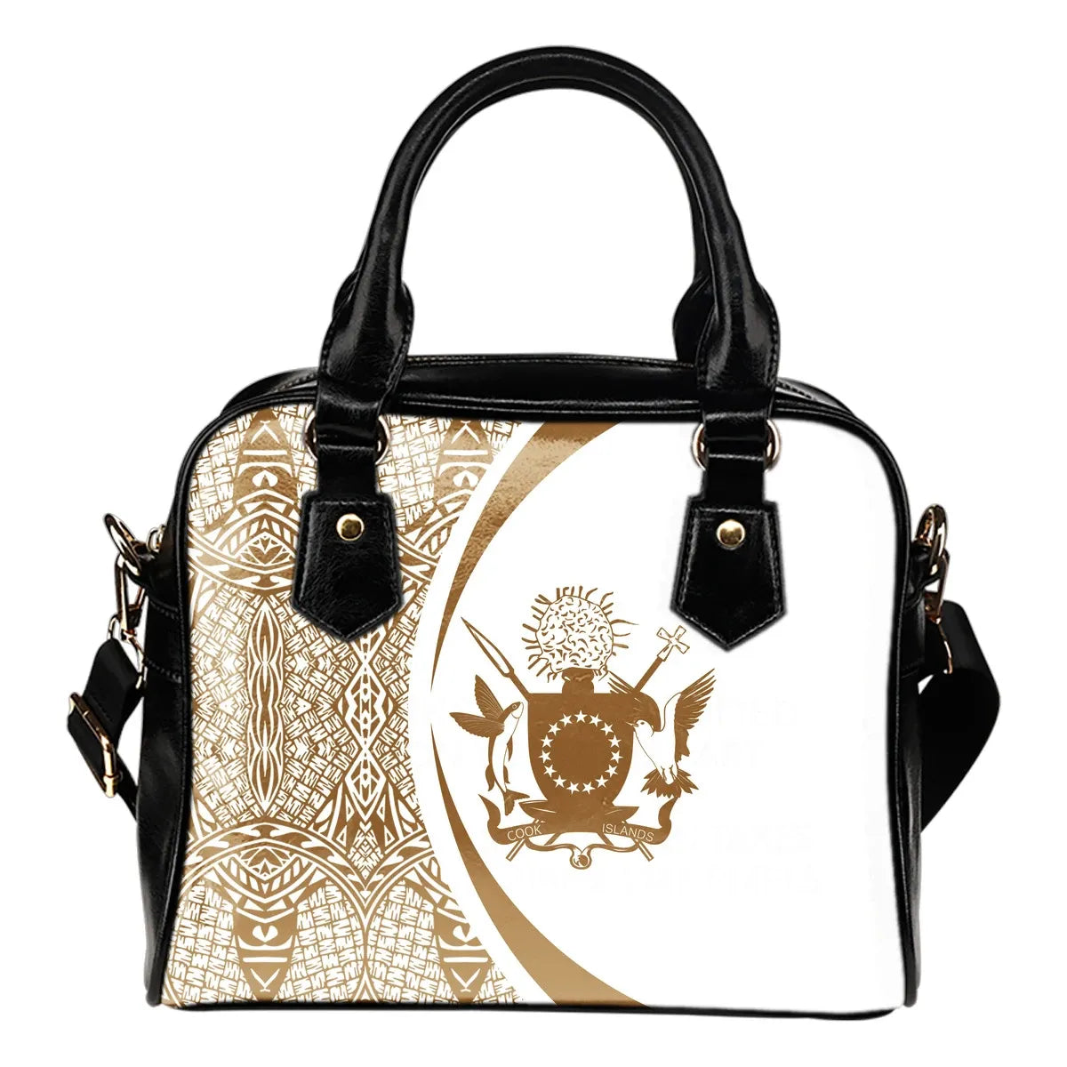 Cook Islands Coat Of Arms Polynesian Shoulder Handbag Circle Style 03