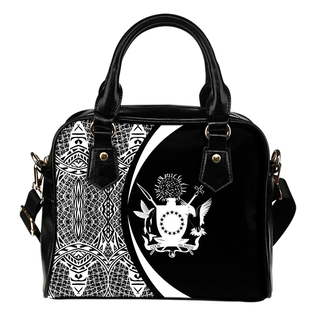Cook Islands Coat Of Arms Polynesian Shoulder Handbag Circle Style 01