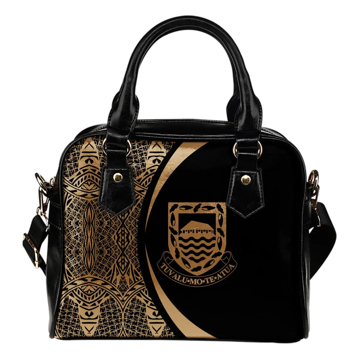 Tuvalu Coat Of Arms Polynesian Shoulder Handbag Circle Style 02