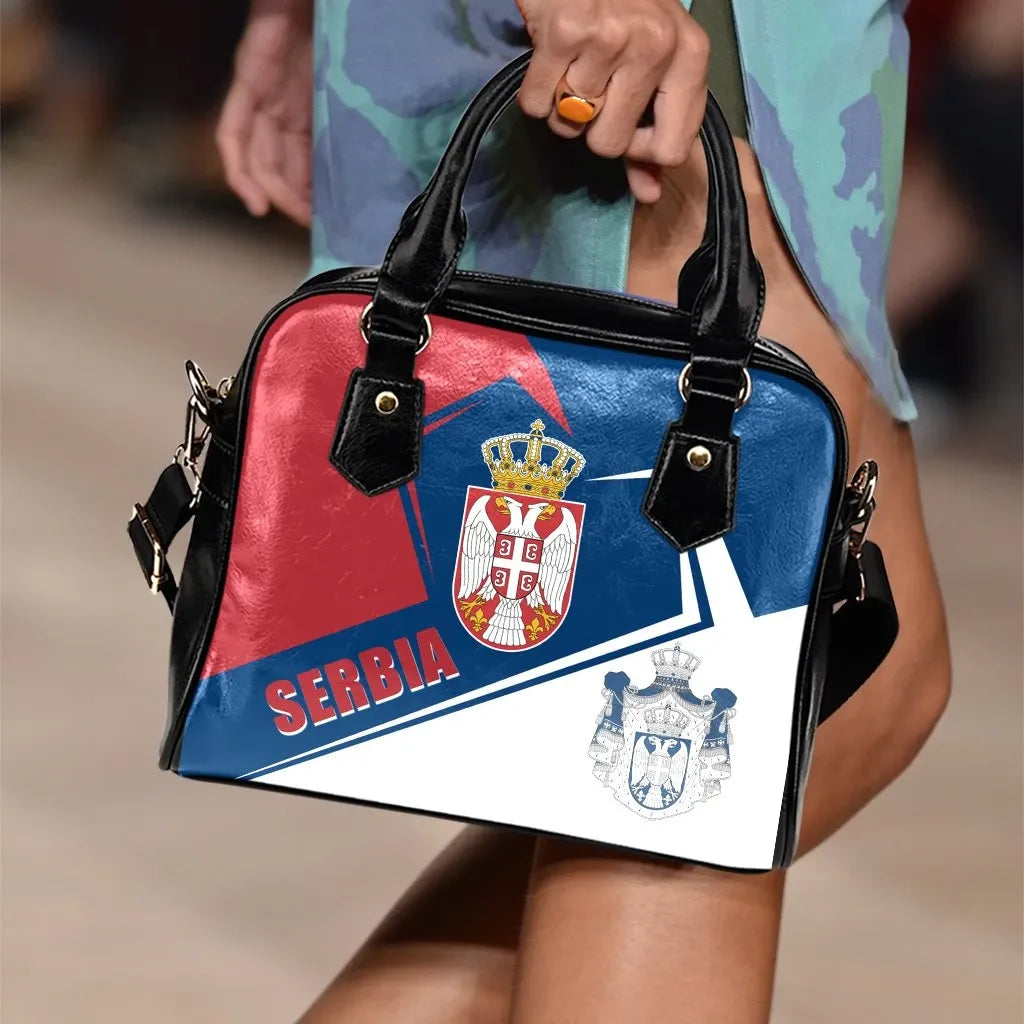 Serbia Shoulder Handbag Coat Of Arms Flag Style