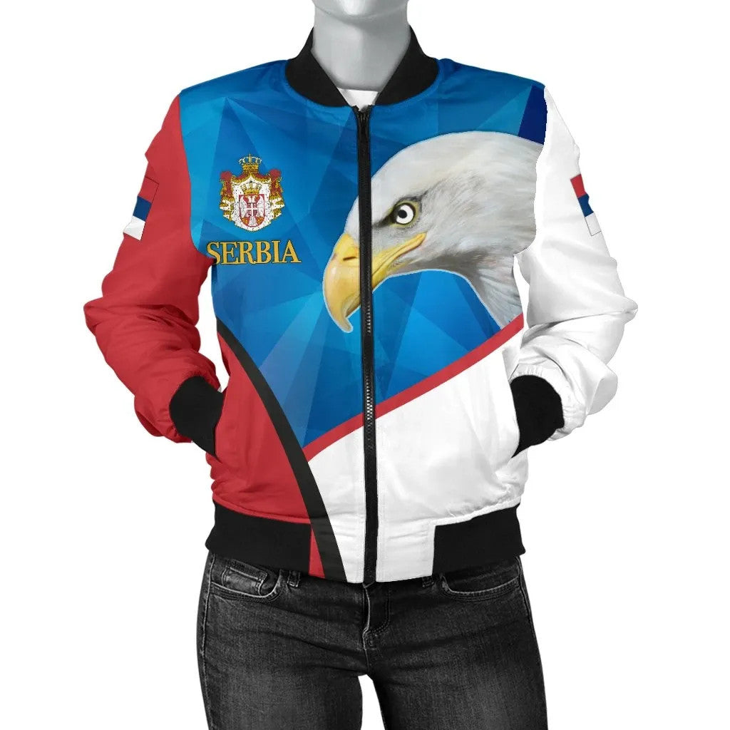Serbia Women Bomber Jacket White Eagle Version