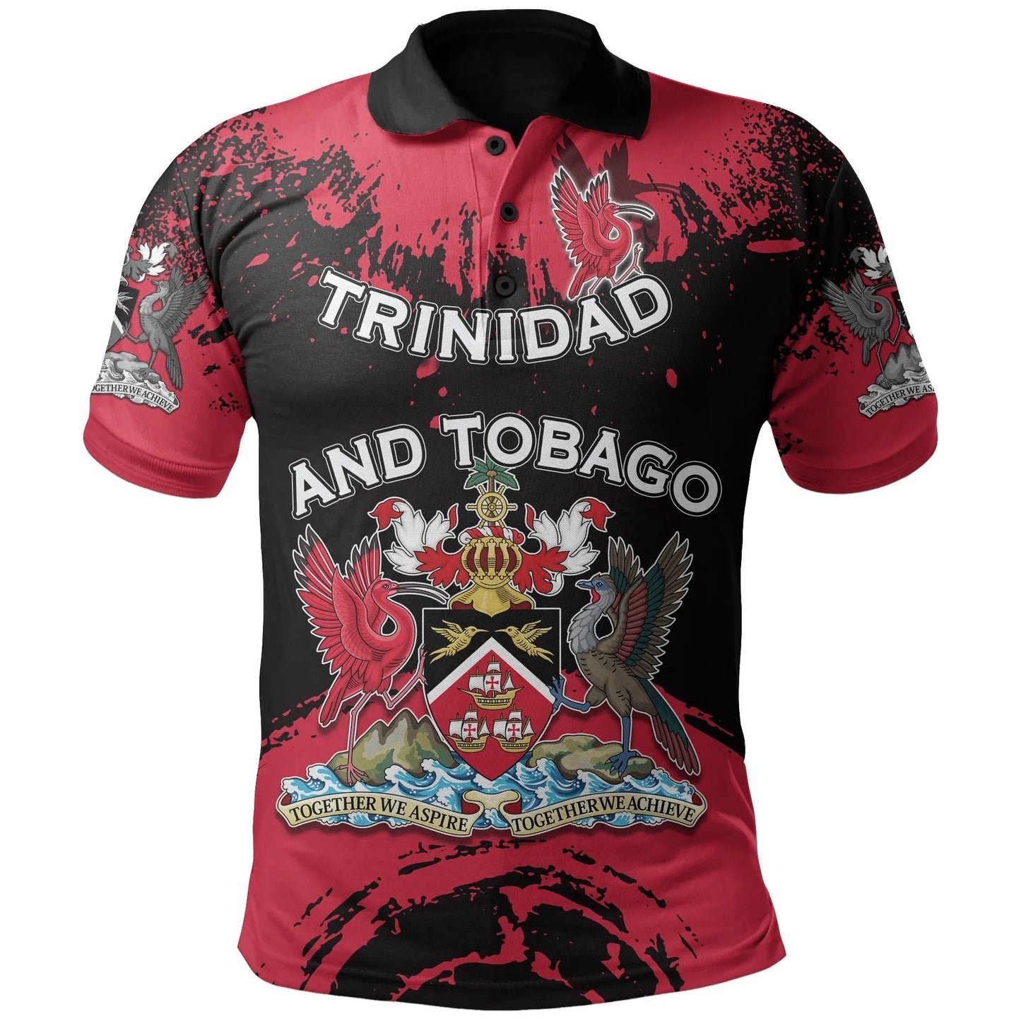Trinidad and Tobago Scarlet Ibis Polo Shirt Coat Of Arms