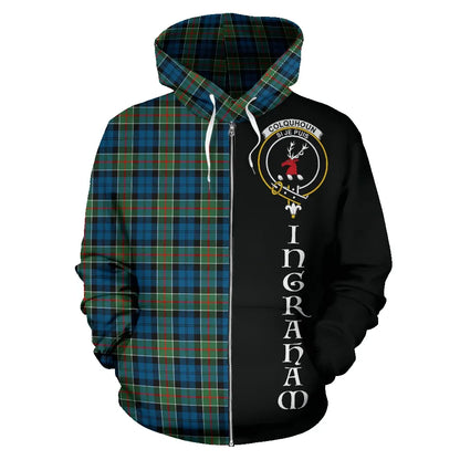 Printivon Custom Your Text Colquhoun Ancient Tartan Hoodie Half Of Me Ingraham
