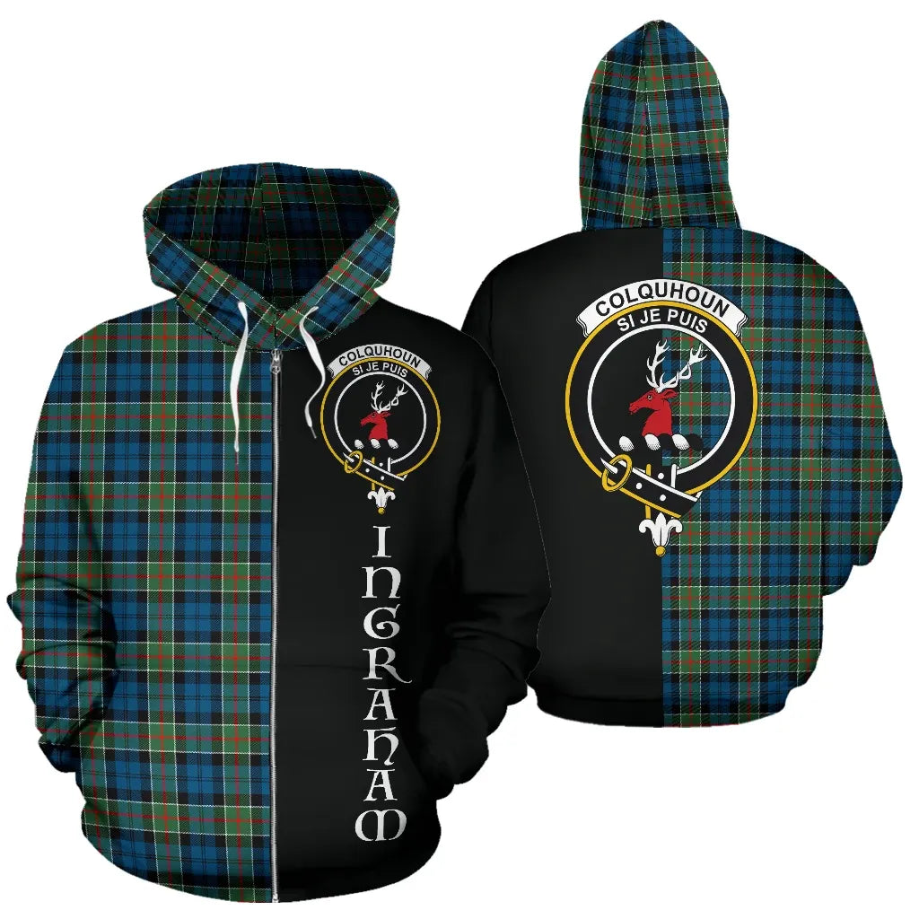 Printivon Custom Your Text Colquhoun Ancient Tartan Hoodie Half Of Me Ingraham