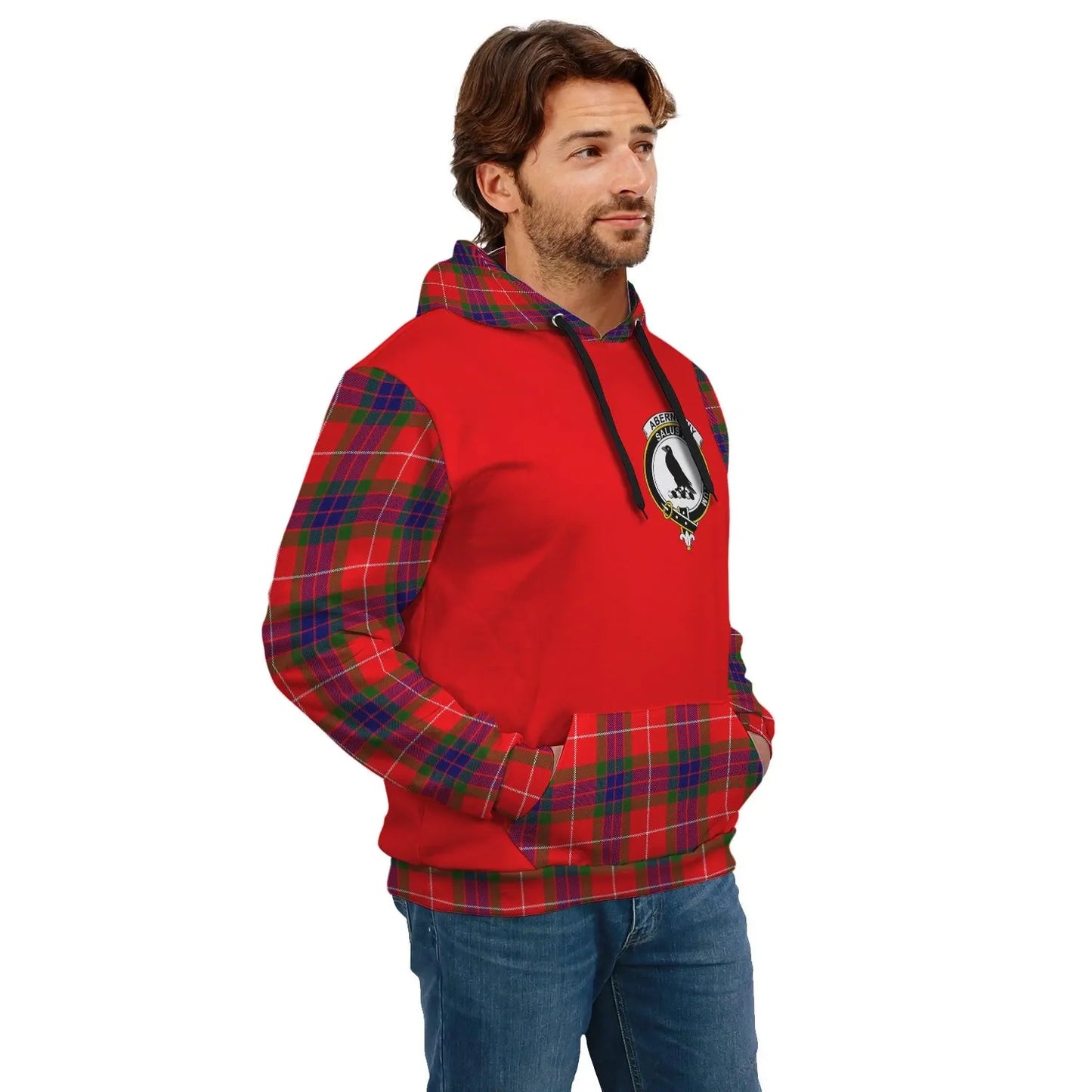Printivon Abernethy Clans Tartan All Over Hoodie Sleeve Color