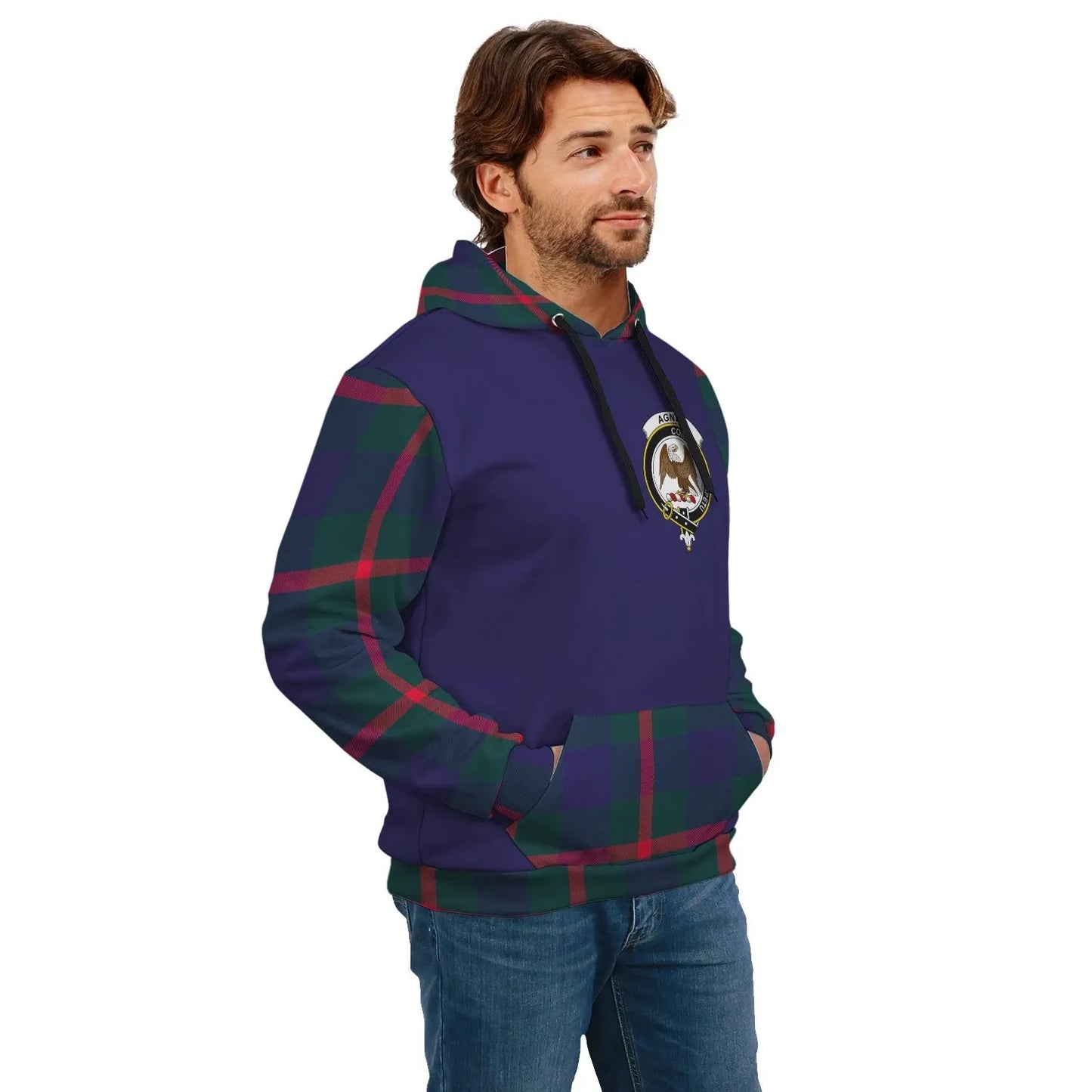 Printivon Agnew Clans Tartan All Over Hoodie Sleeve Color