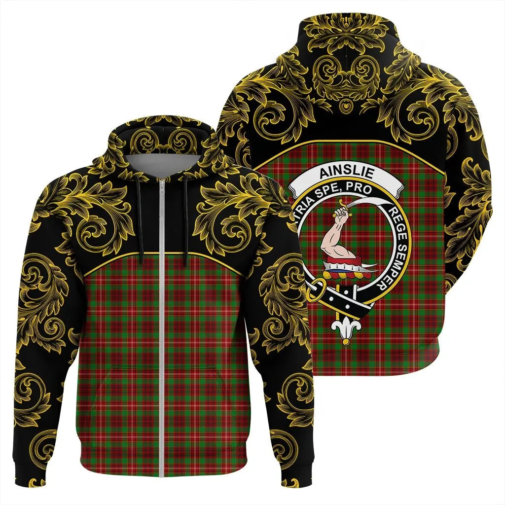 Printivon Ainslie Tartan Clan Crest Zip Hoodie Empire I