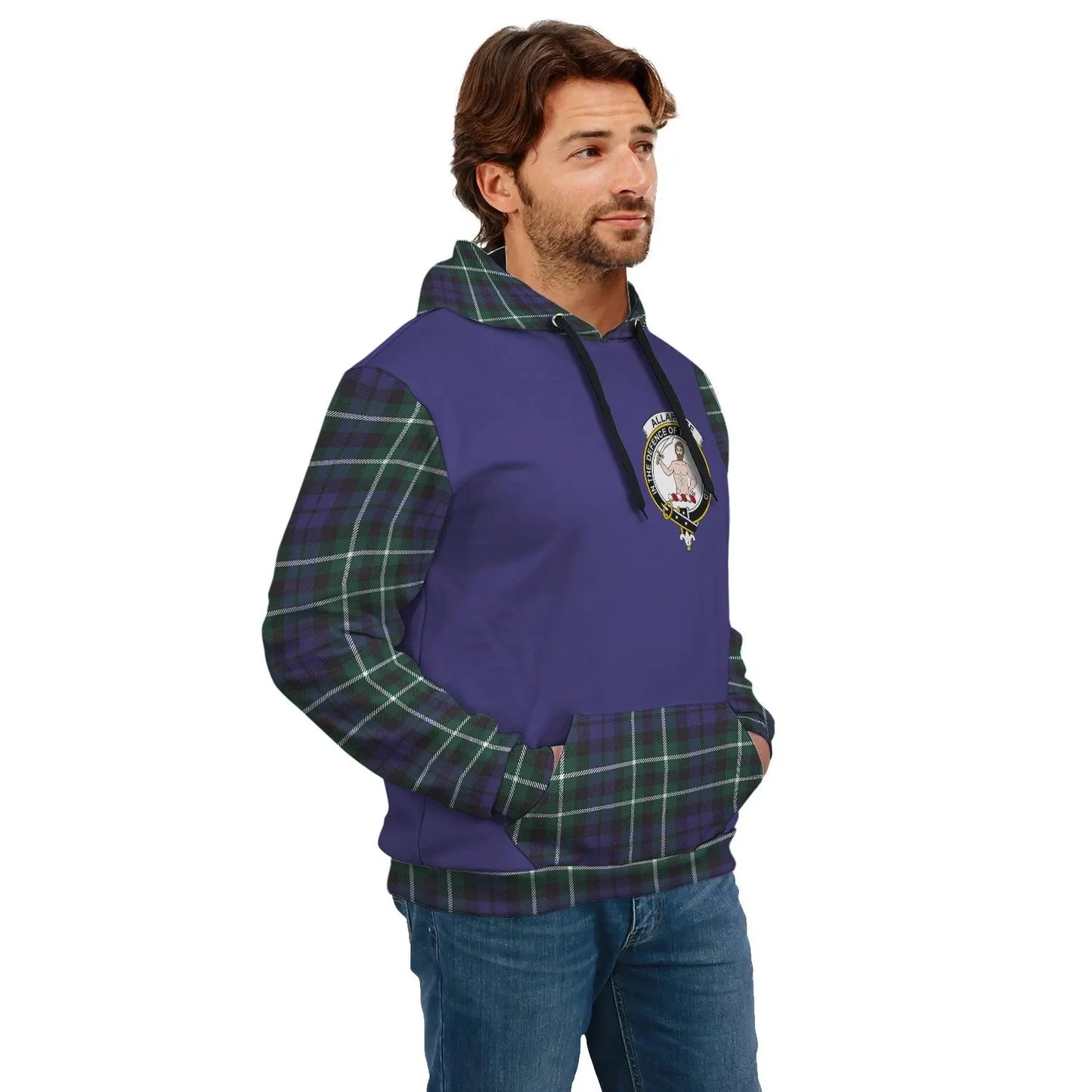 Printivon Allardice Clans Tartan All Over Hoodie Sleeve Color