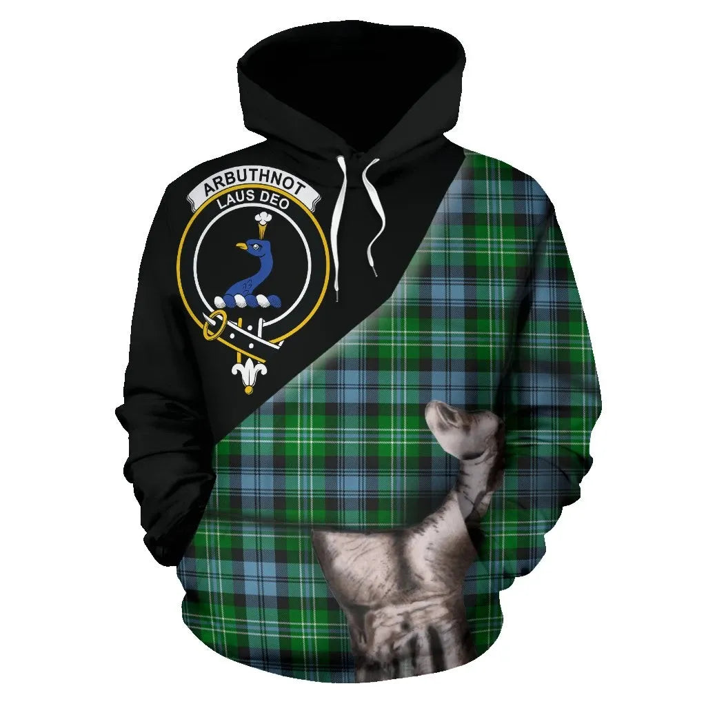 Printivon Arbuthnot Ancient Tartan Clan Crest Hoodie Patronage