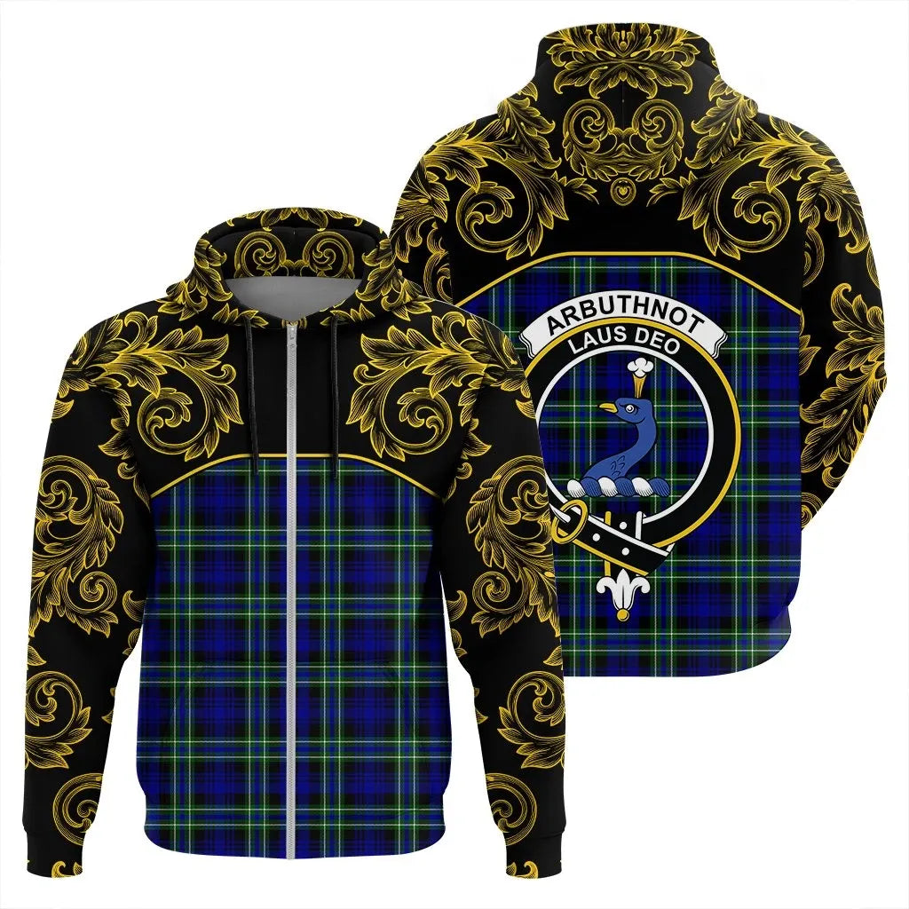 Printivon Arbuthnot Modern Tartan Clan Crest Zip Hoodie Empire I
