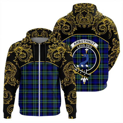 Printivon Arbuthnot Modern Tartan Clan Crest Zip Hoodie Empire I