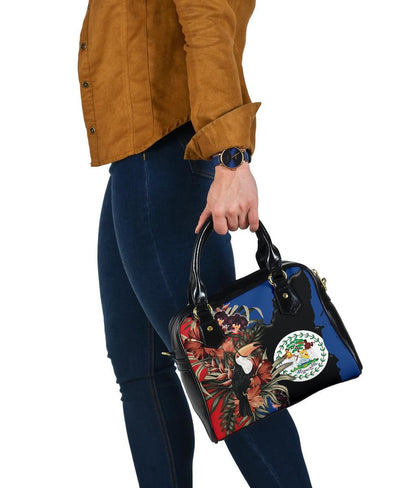 Belize Shoulder Handbag Belize National Flag With Toucan And Black Orchid Bn19