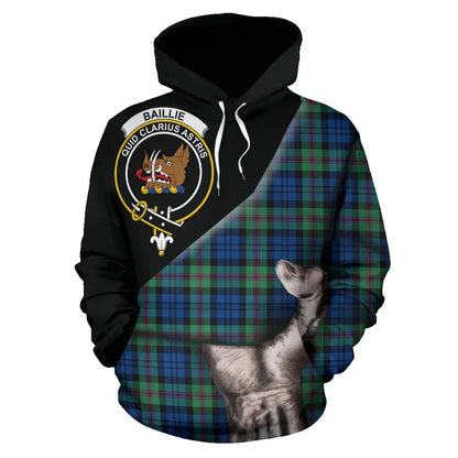 Printivon Baillie Ancient Tartan Clan Crest Hoodie Patronage