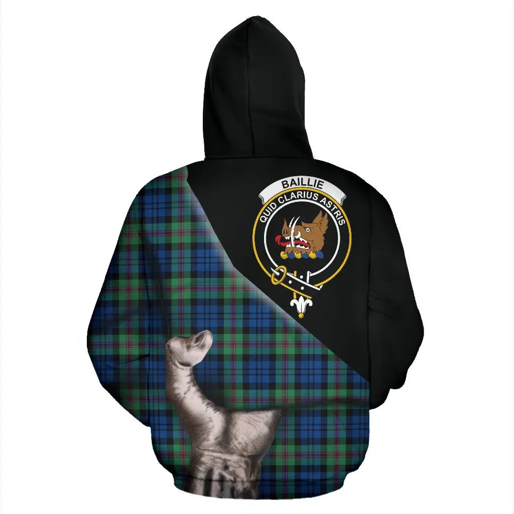Printivon Baillie Ancient Tartan Clan Crest Hoodie Patronage