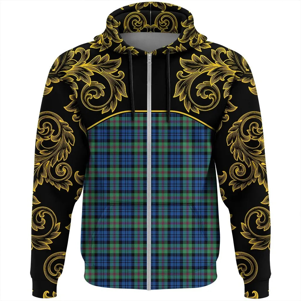 Printivon Baillie Ancient Tartan Clan Crest Zip Hoodie Empire I