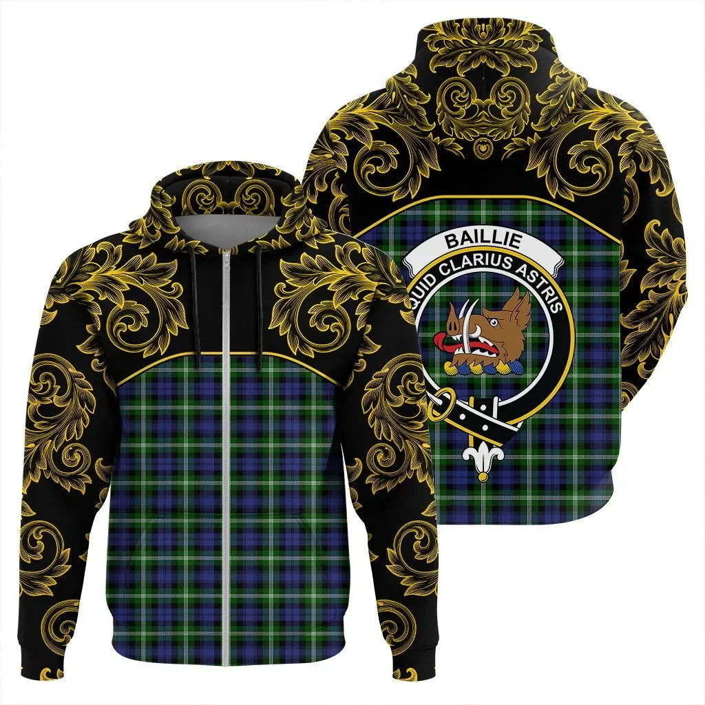 Printivon Baillie Modern Tartan Clan Crest Zip Hoodie Empire I