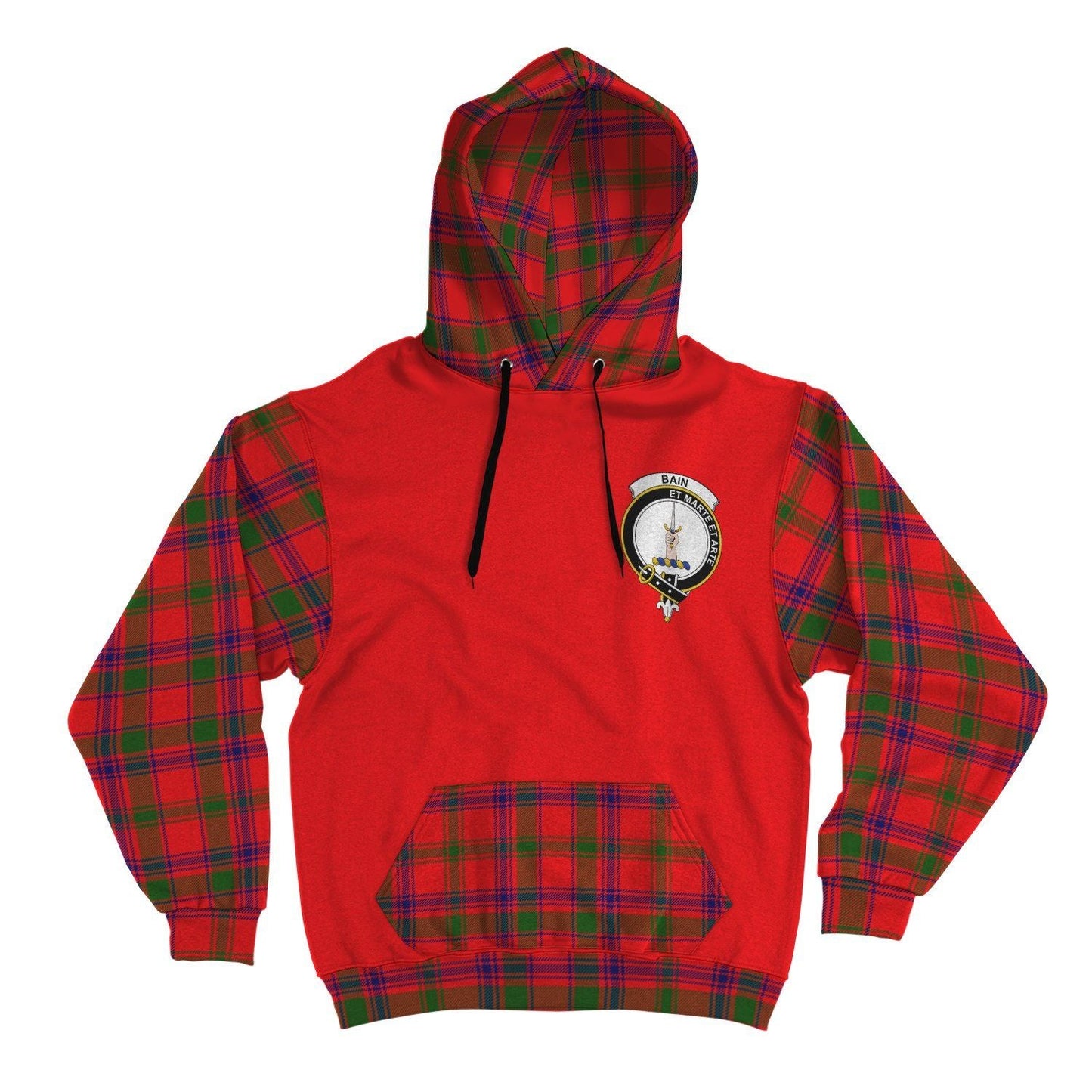 Printivon Bain Clans Tartan All Over Hoodie Sleeve Color