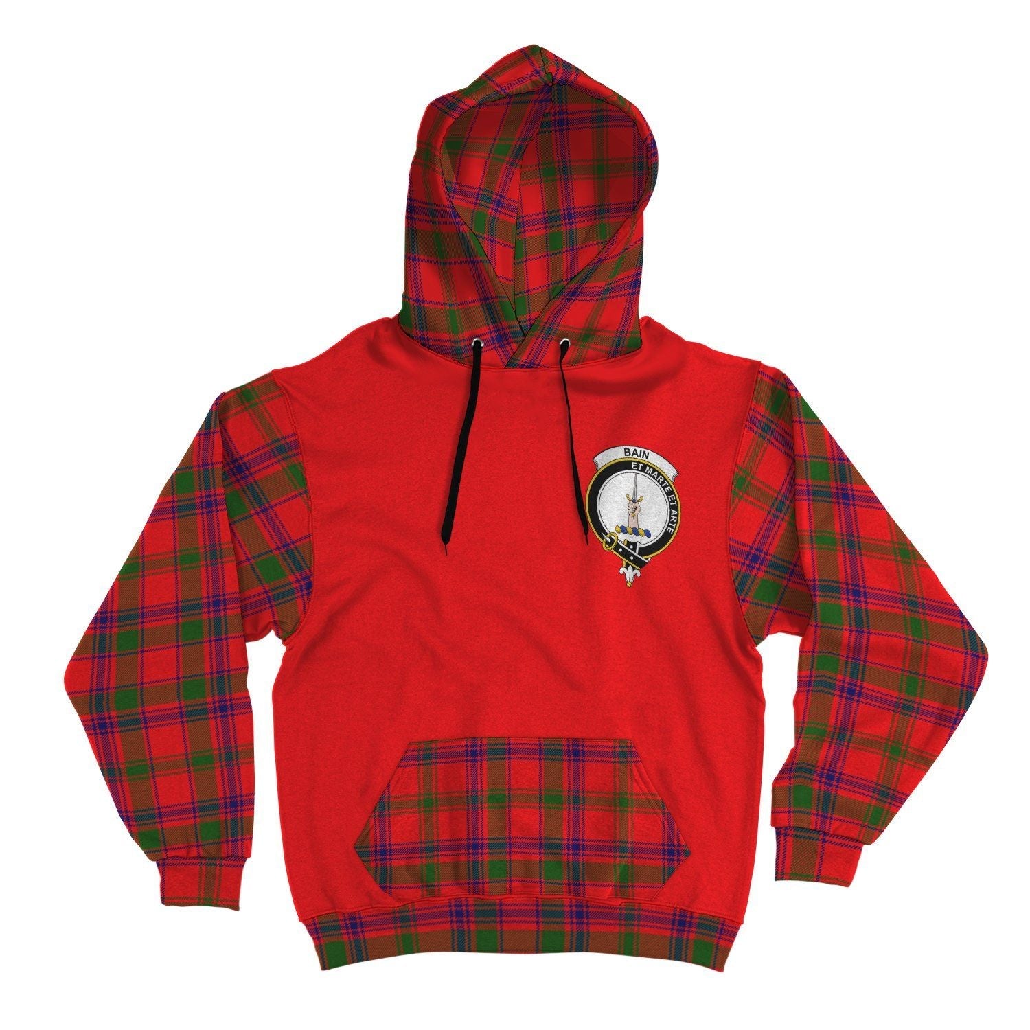 Printivon Bain Clans Tartan All Over Hoodie Sleeve Color