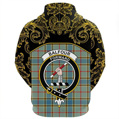 Printivon Balfour Blue Tartan Clan Crest Hoodie Empire I