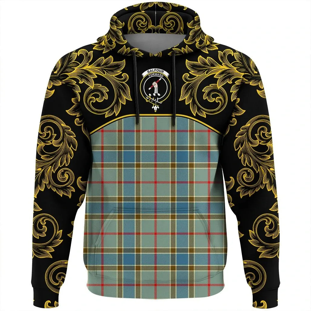 Printivon Balfour Blue Tartan Clan Crest Hoodie Empire I