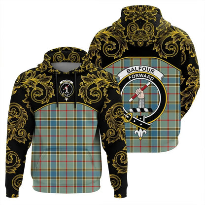 Printivon Balfour Blue Tartan Clan Crest Hoodie Empire I