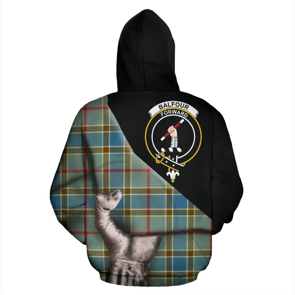 Printivon Balfour Blue Tartan Clan Crest Hoodie Patronage