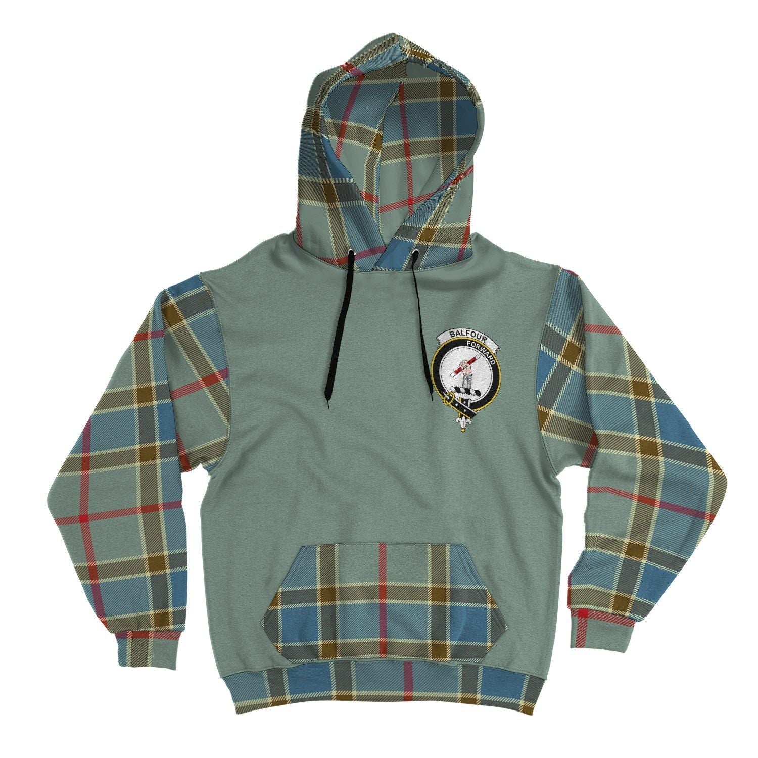Printivon Balfour Clans Tartan All Over Hoodie Sleeve Color