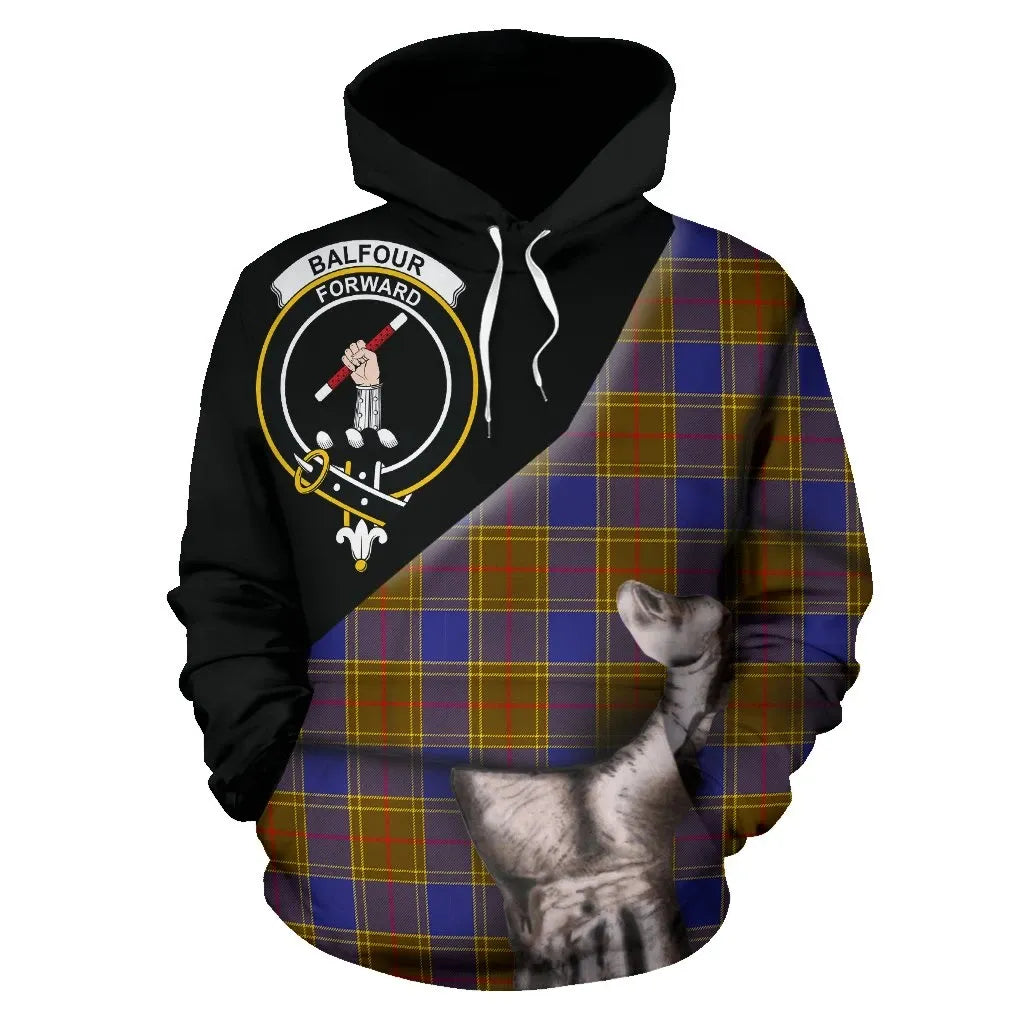 Printivon Balfour Modern Tartan Clan Crest Hoodie Patronage