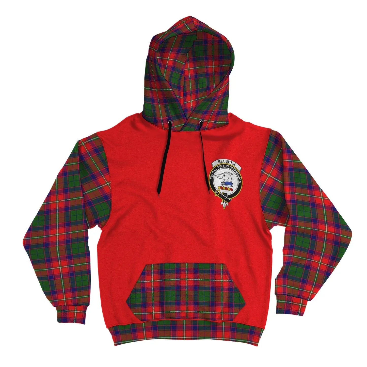 Printivon Belshes Clans Tartan All Over Hoodie Sleeve Color