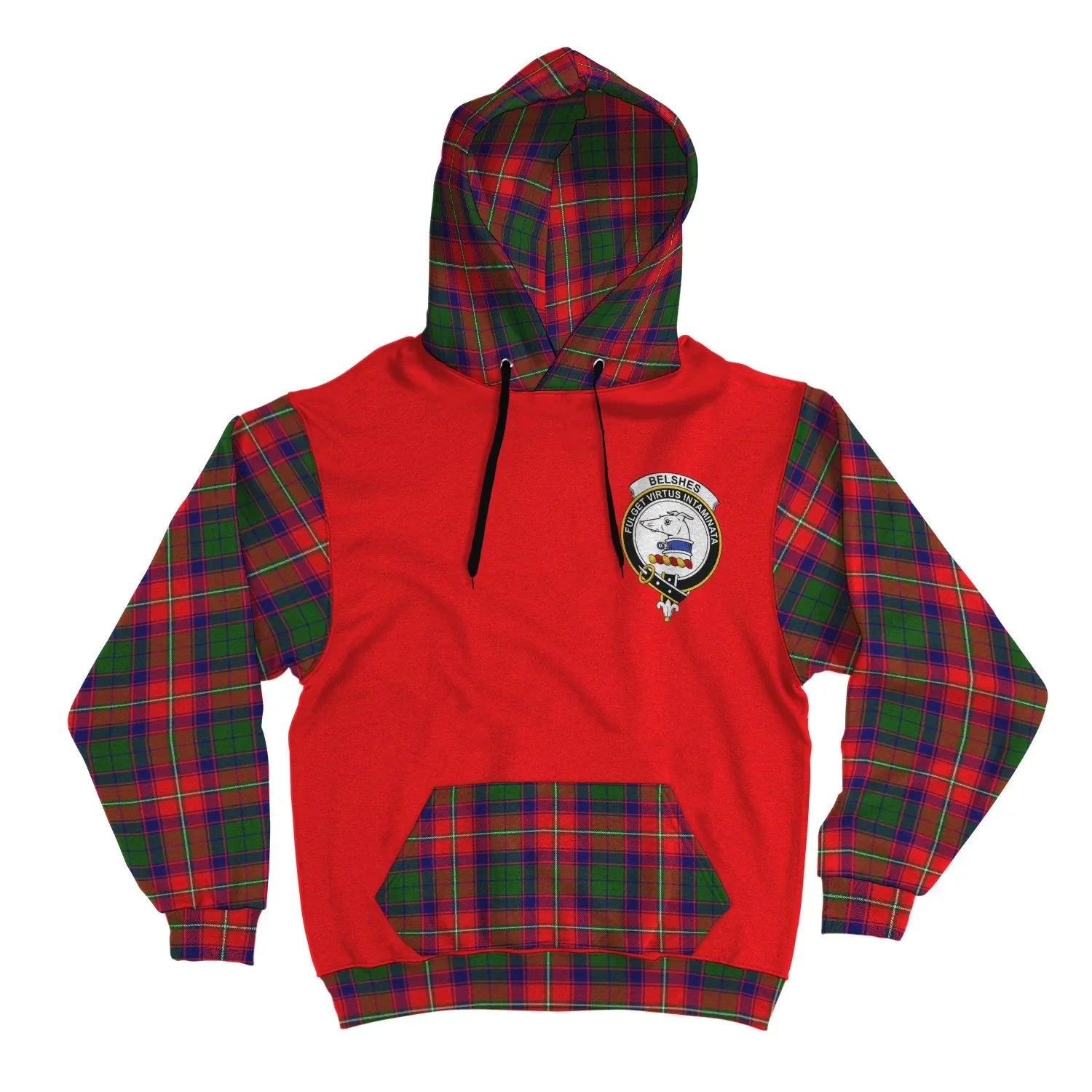 Printivon Belshes Clans Tartan All Over Hoodie Sleeve Color