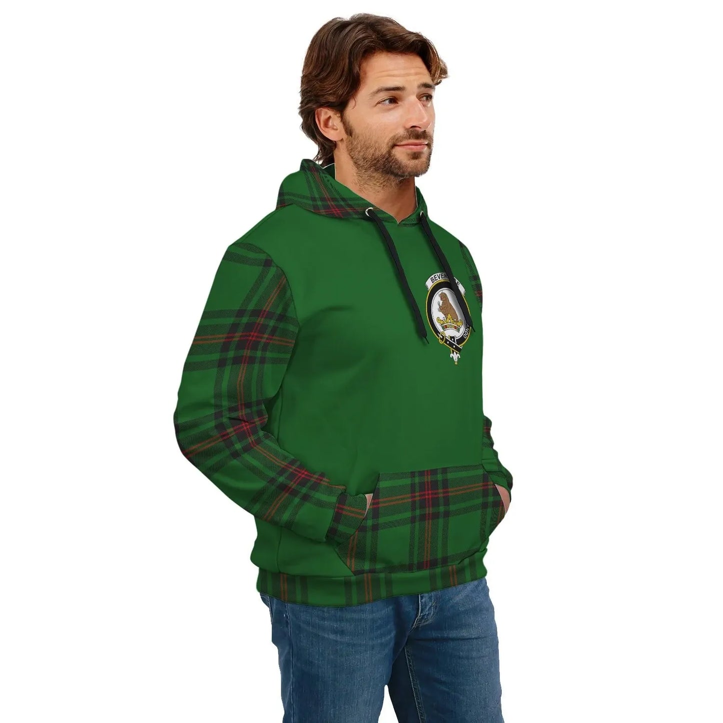 Printivon Beveridge Clans Tartan All Over Hoodie Sleeve Color
