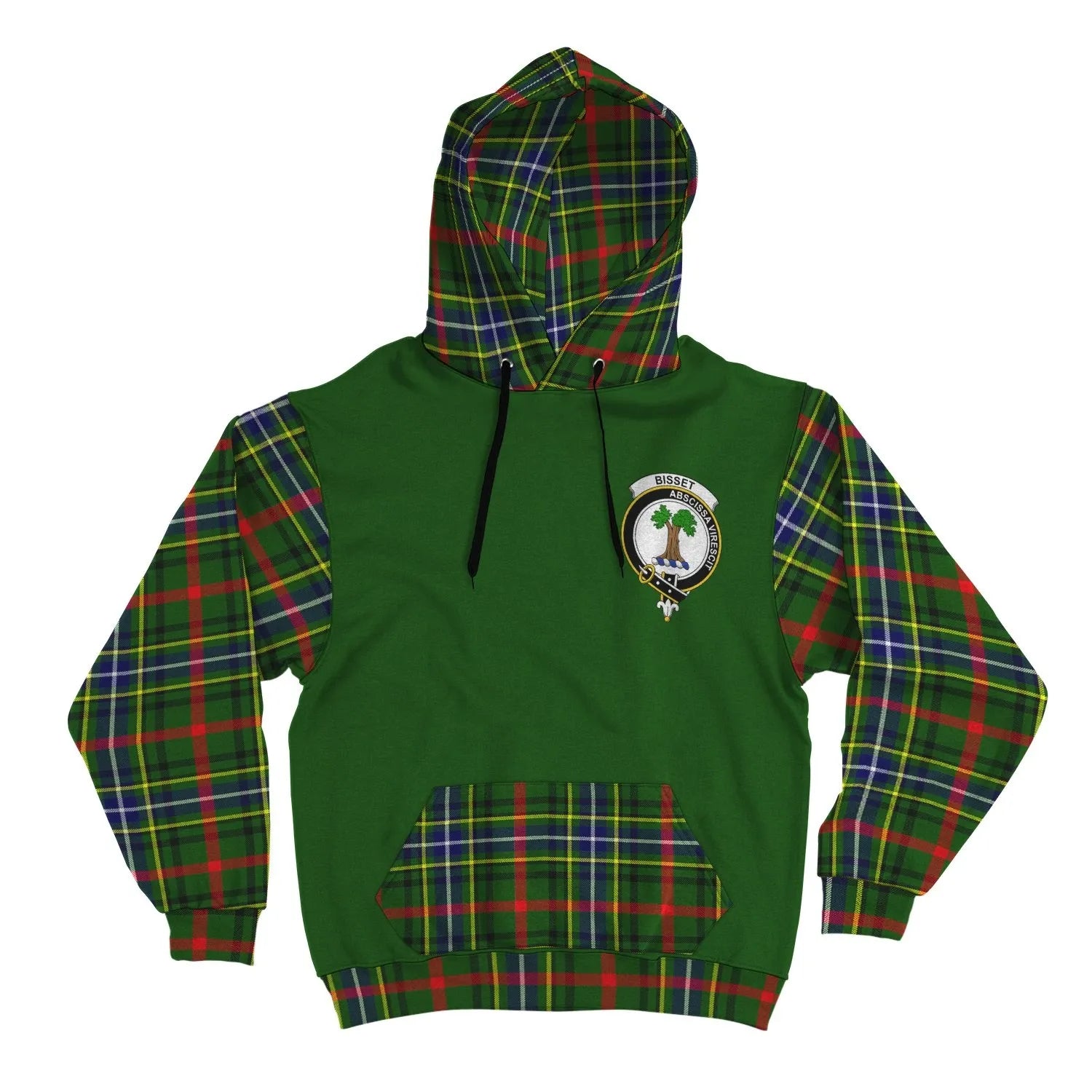 Printivon Bisset Clans Tartan All Over Hoodie Sleeve Color