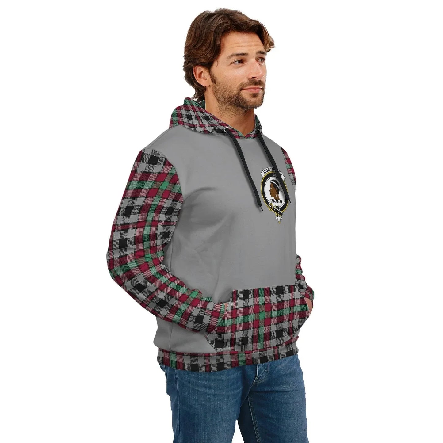 Printivon Borthwick Clans Tartan All Over Hoodie Sleeve Color