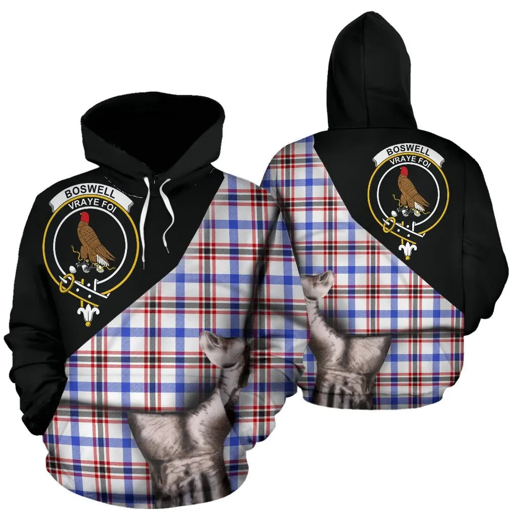 Printivon Boswell Modern Tartan Clan Crest Hoodie Patronage