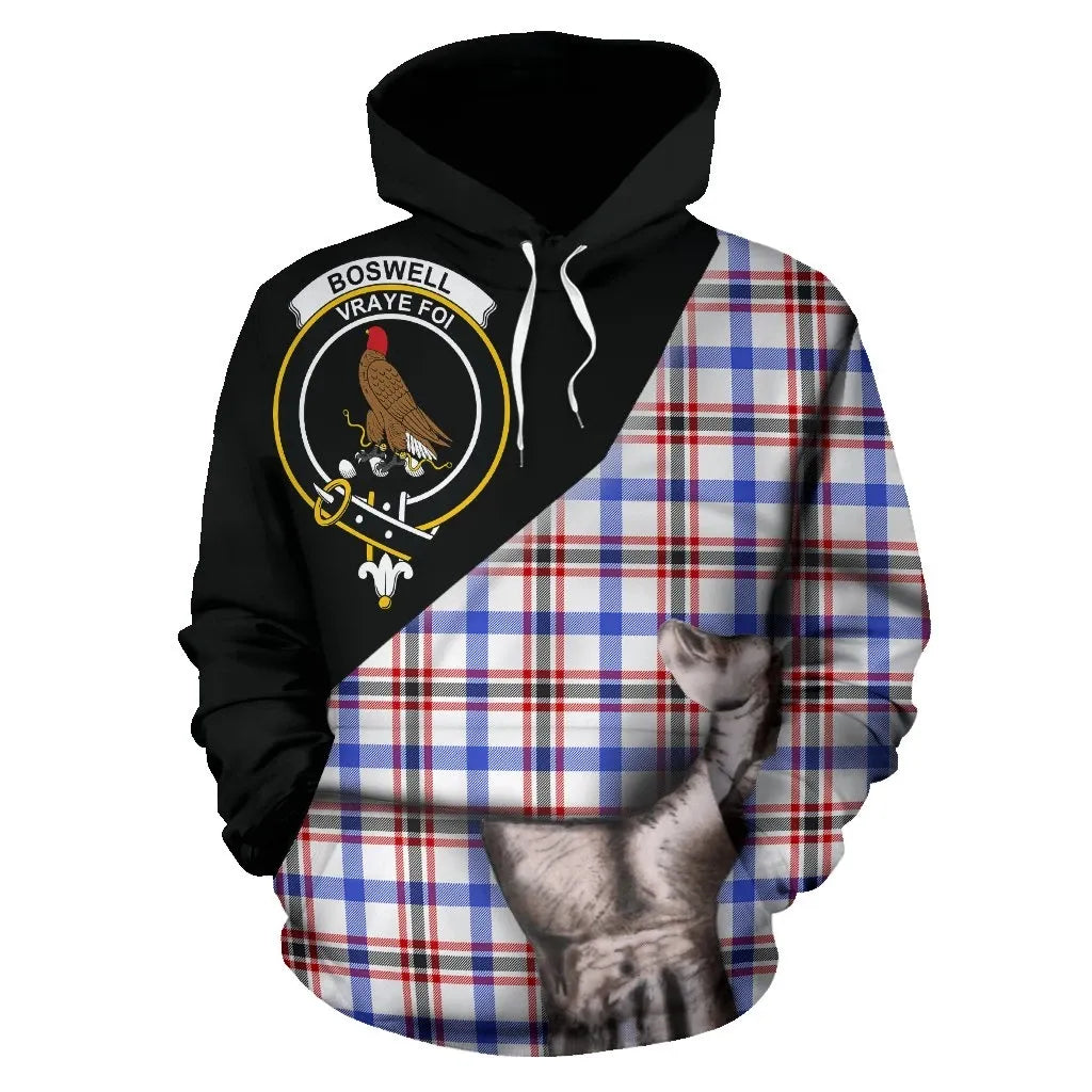 Printivon Boswell Modern Tartan Clan Crest Hoodie Patronage
