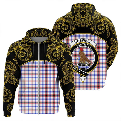 Printivon Boswell Modern Tartan Clan Crest Zip Hoodie Empire I
