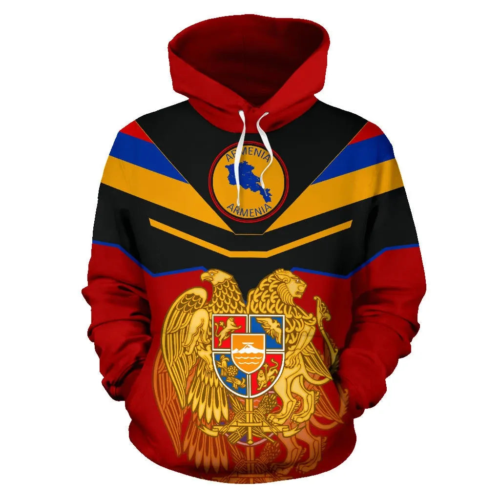 Armenia Hoodie Flag Design Armenia Coat Of Arms Unisex Printed Zip Hoodie