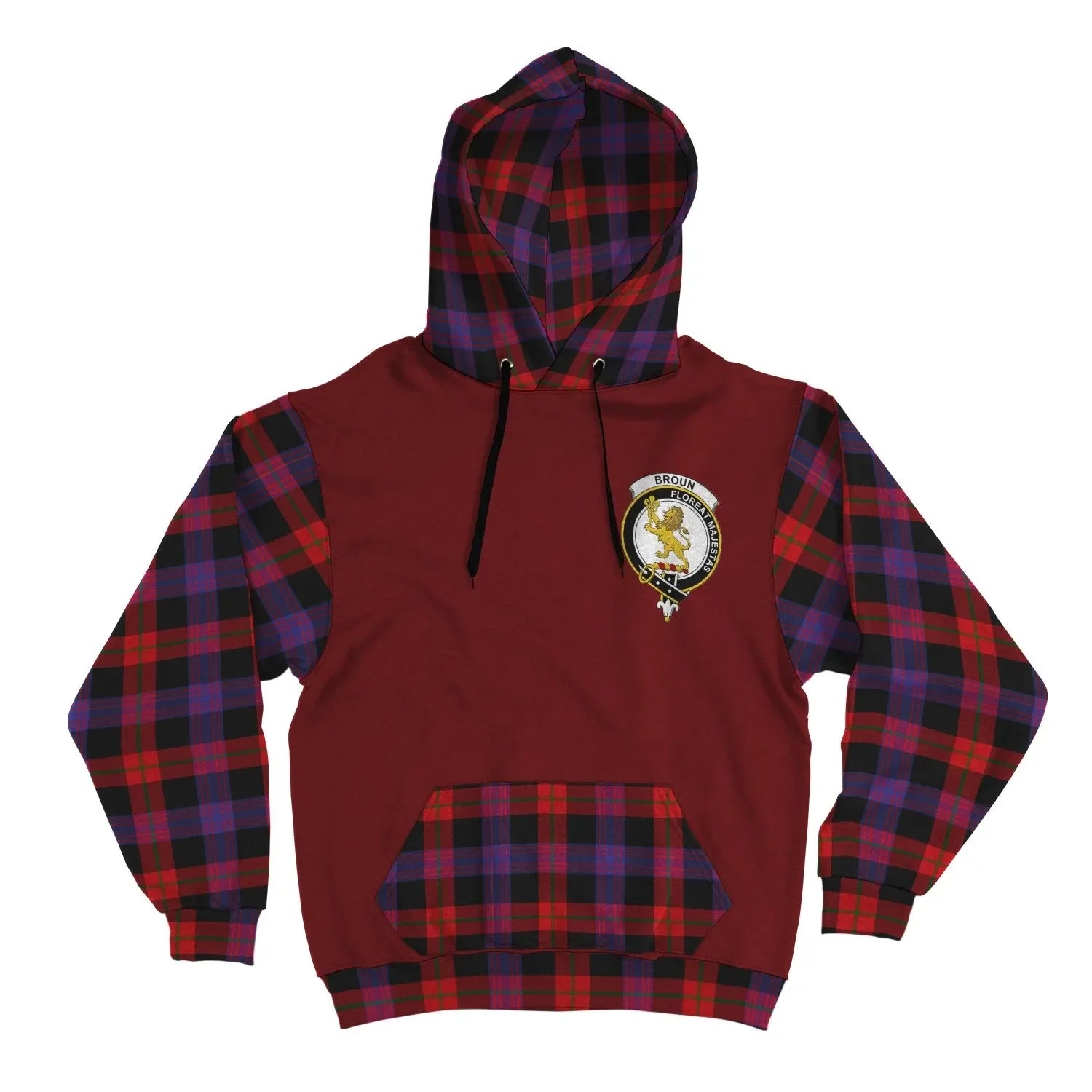 Printivon Brown Clans Tartan All Over Hoodie Sleeve Color