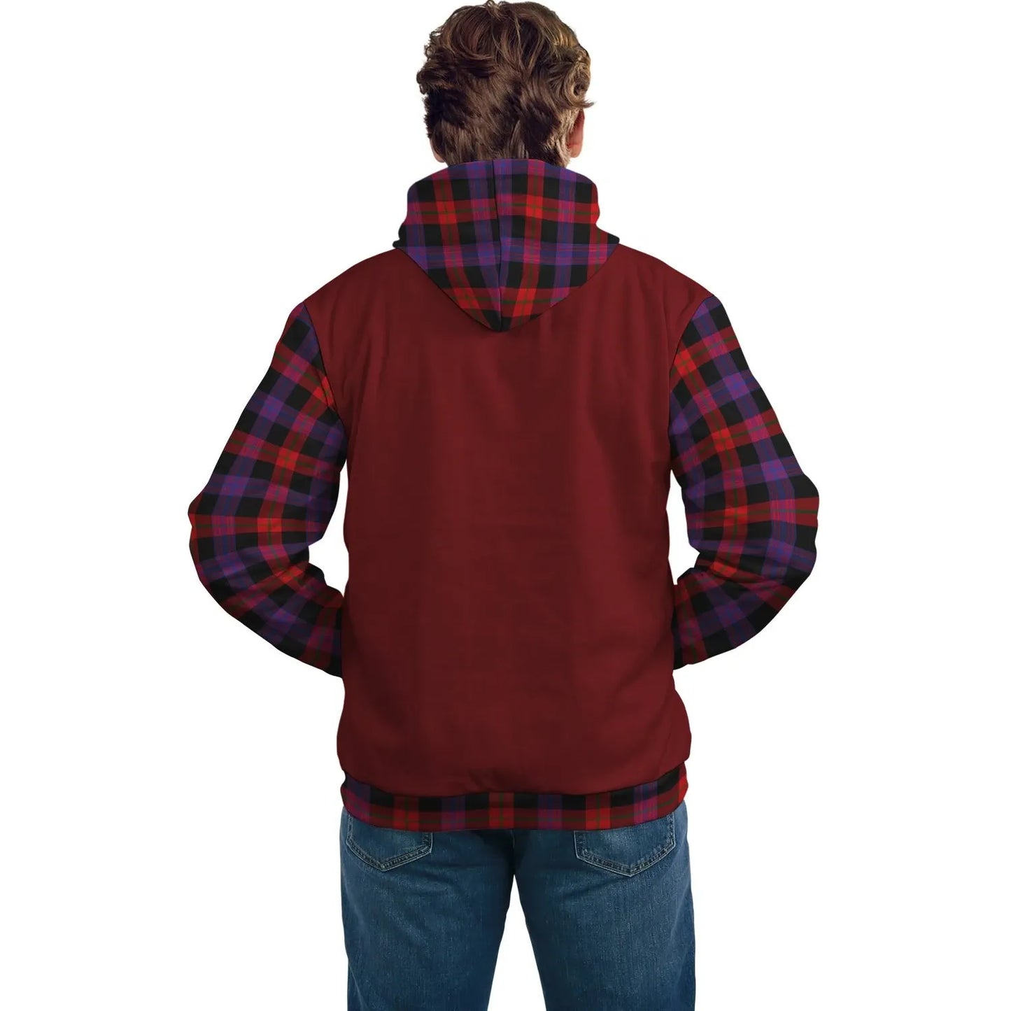 Printivon Brown Clans Tartan All Over Hoodie Sleeve Color