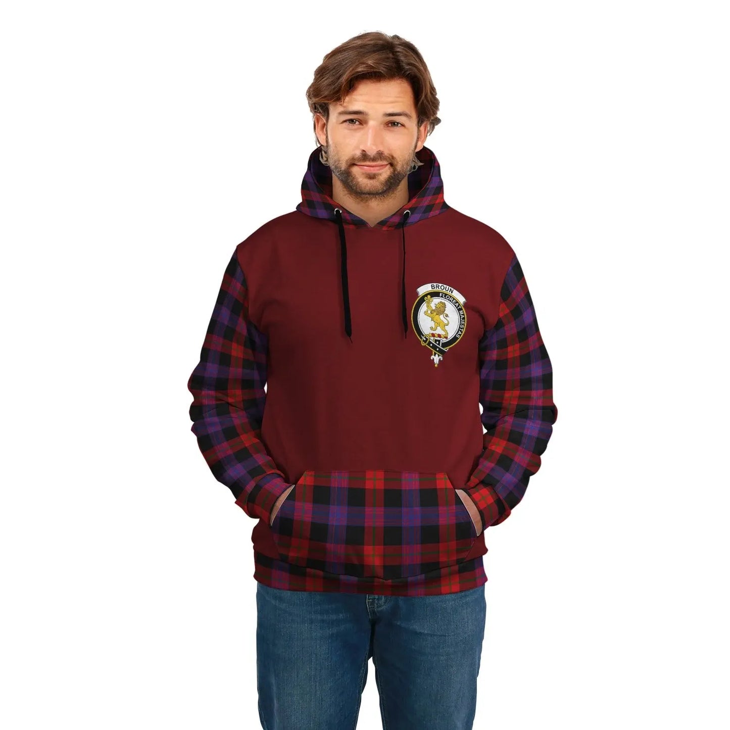 Printivon Brown Clans Tartan All Over Hoodie Sleeve Color