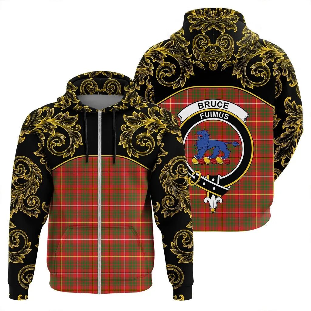 Printivon Bruce Modern Tartan Clan Crest Zip Hoodie Empire I