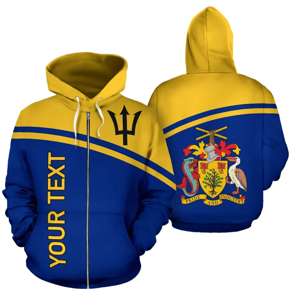 Barbados All Over Zip Up Hoodie Custom Curve Version