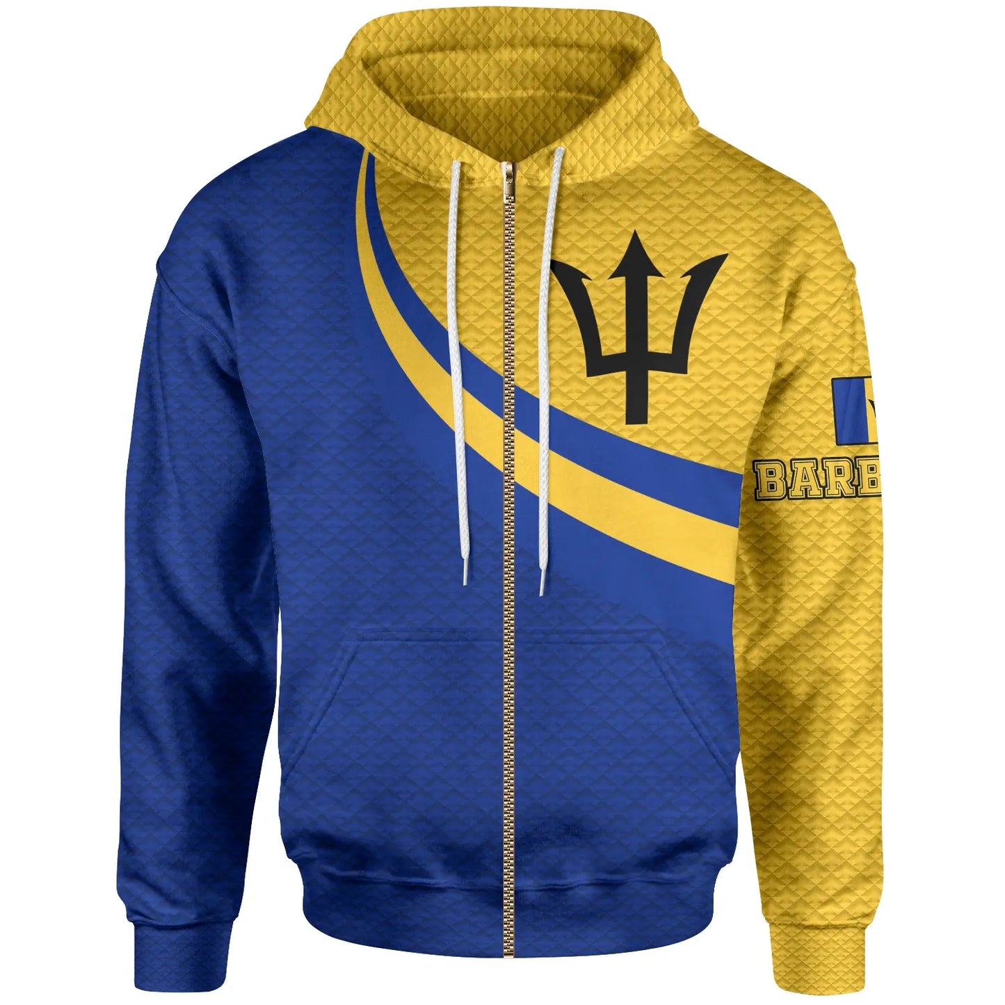 Barbados Zip Up Hoodie Barbados Coat Of Arms And Flag Color