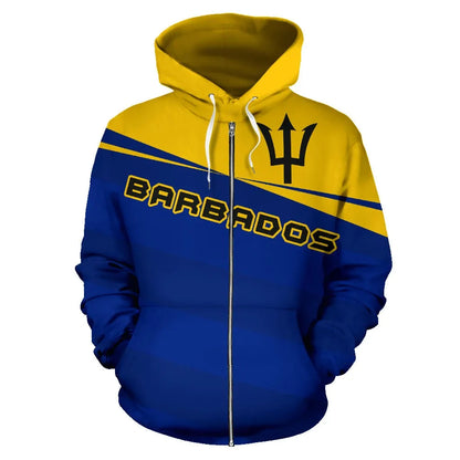 Barbados Flag Zip Up Hoodie Vivian Style 01