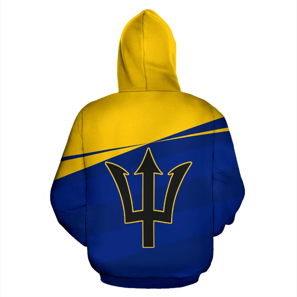 Barbados Flag Zip Up Hoodie Vivian Style 01