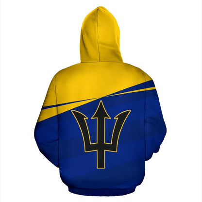 Barbados Flag Zip Up Hoodie Vivian Style 01