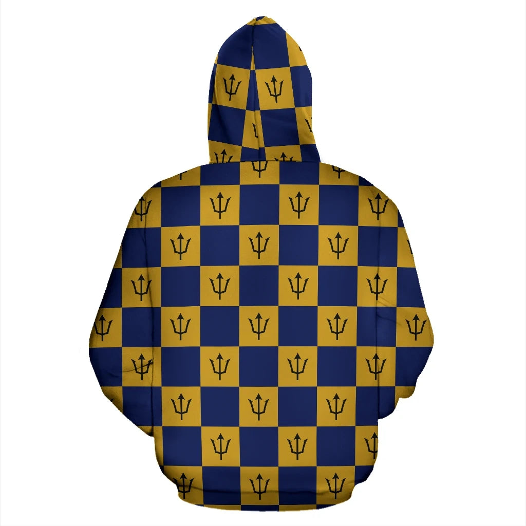 Barbados Checkerboard Hoodie Barbados Pride Unisex Printed Zip Hoodie