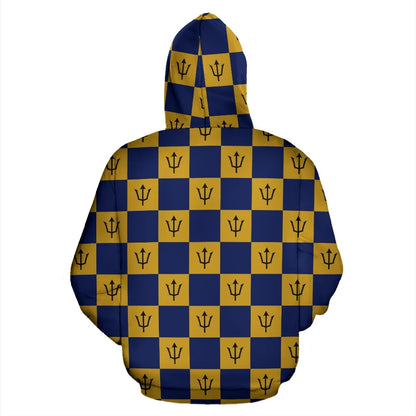 Barbados Checkerboard Hoodie Barbados Pride Unisex Printed Zip Hoodie
