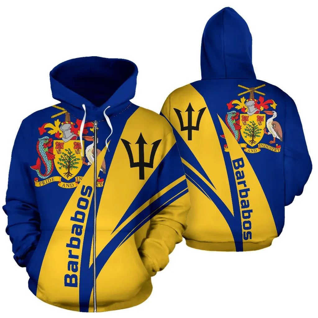 Barbados Sky Zip Up Hoodie Unisex Printed Zip Hoodie
